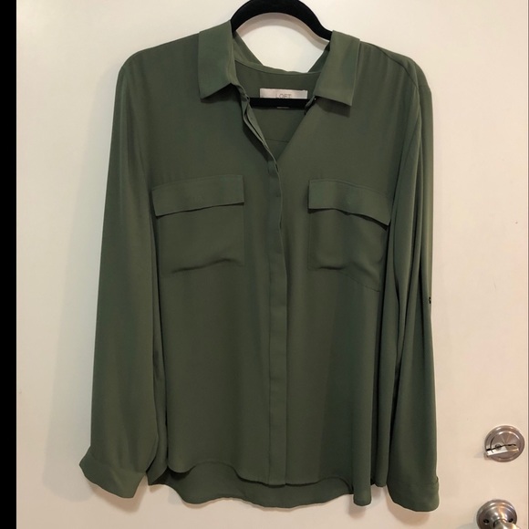 LOFT Tops - Loft* Blouse Sleeve Button Down Top Green size xL